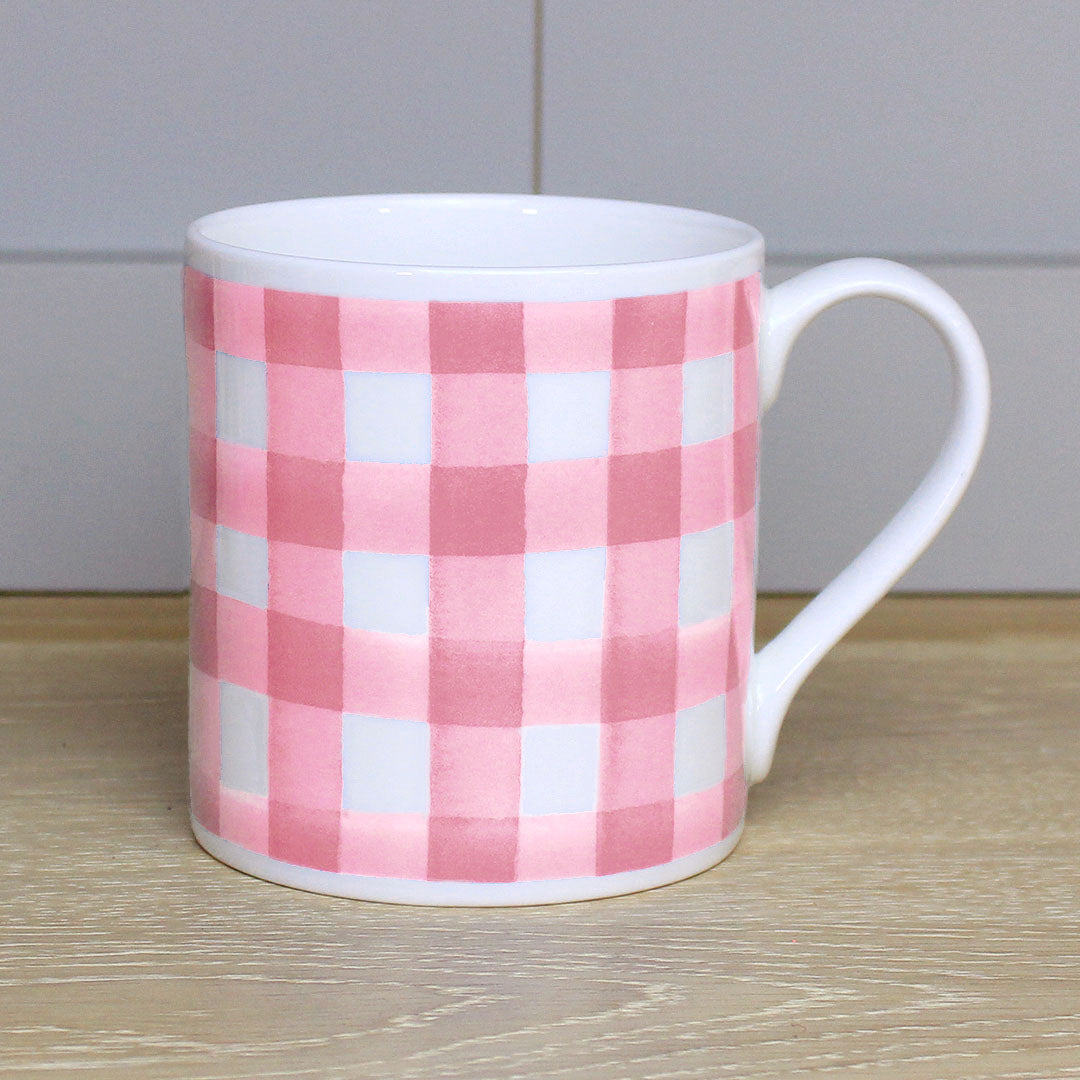 Pink Gingham Mug