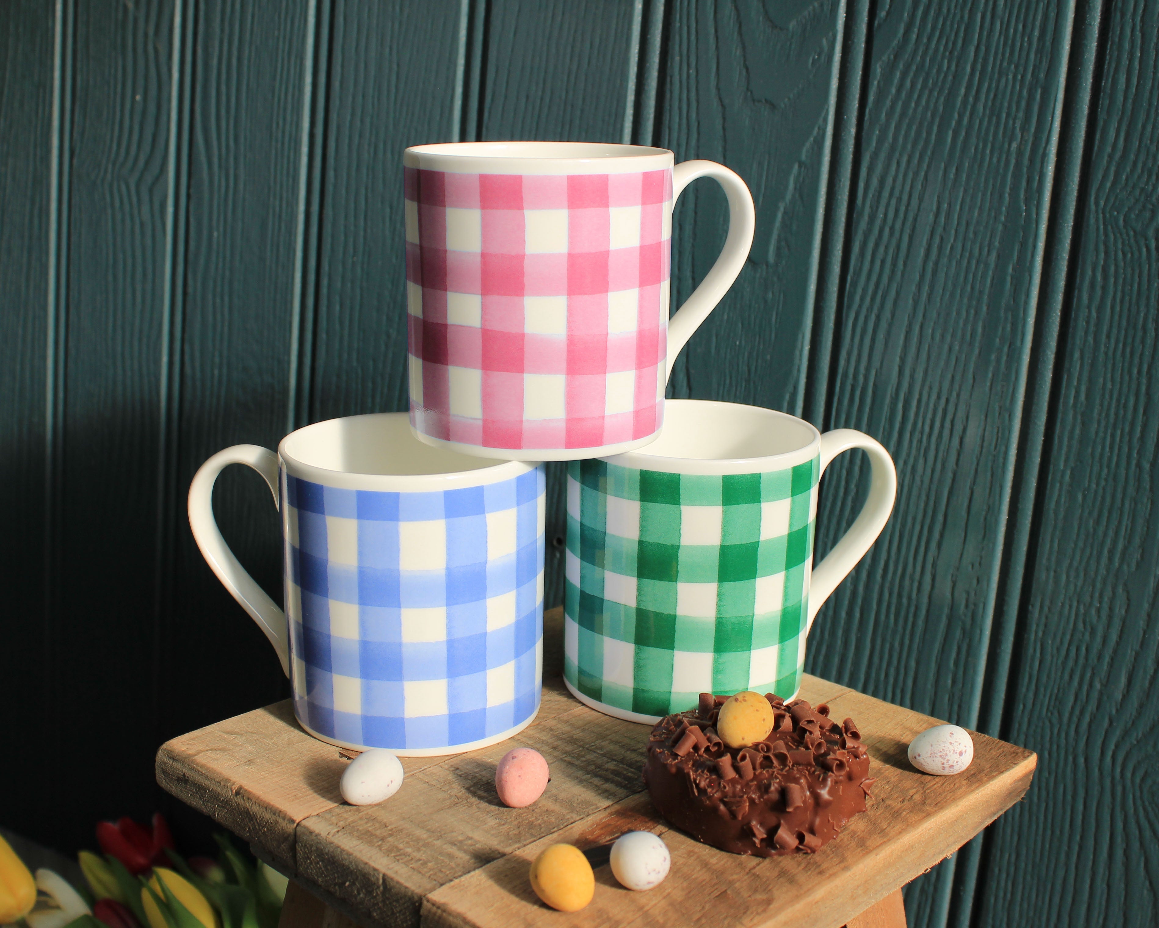 Blue Gingham Mug