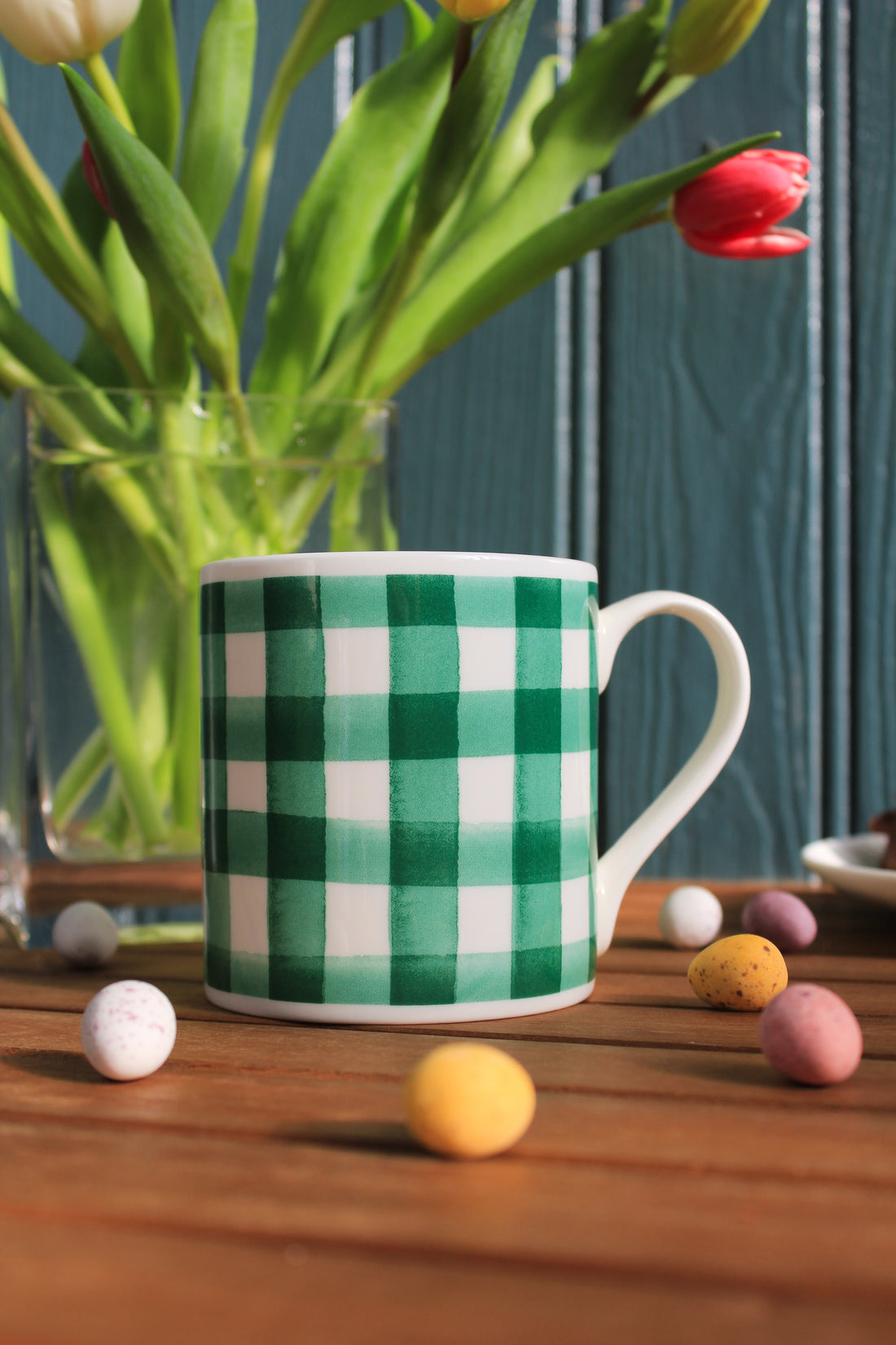 Green Gingham Mug