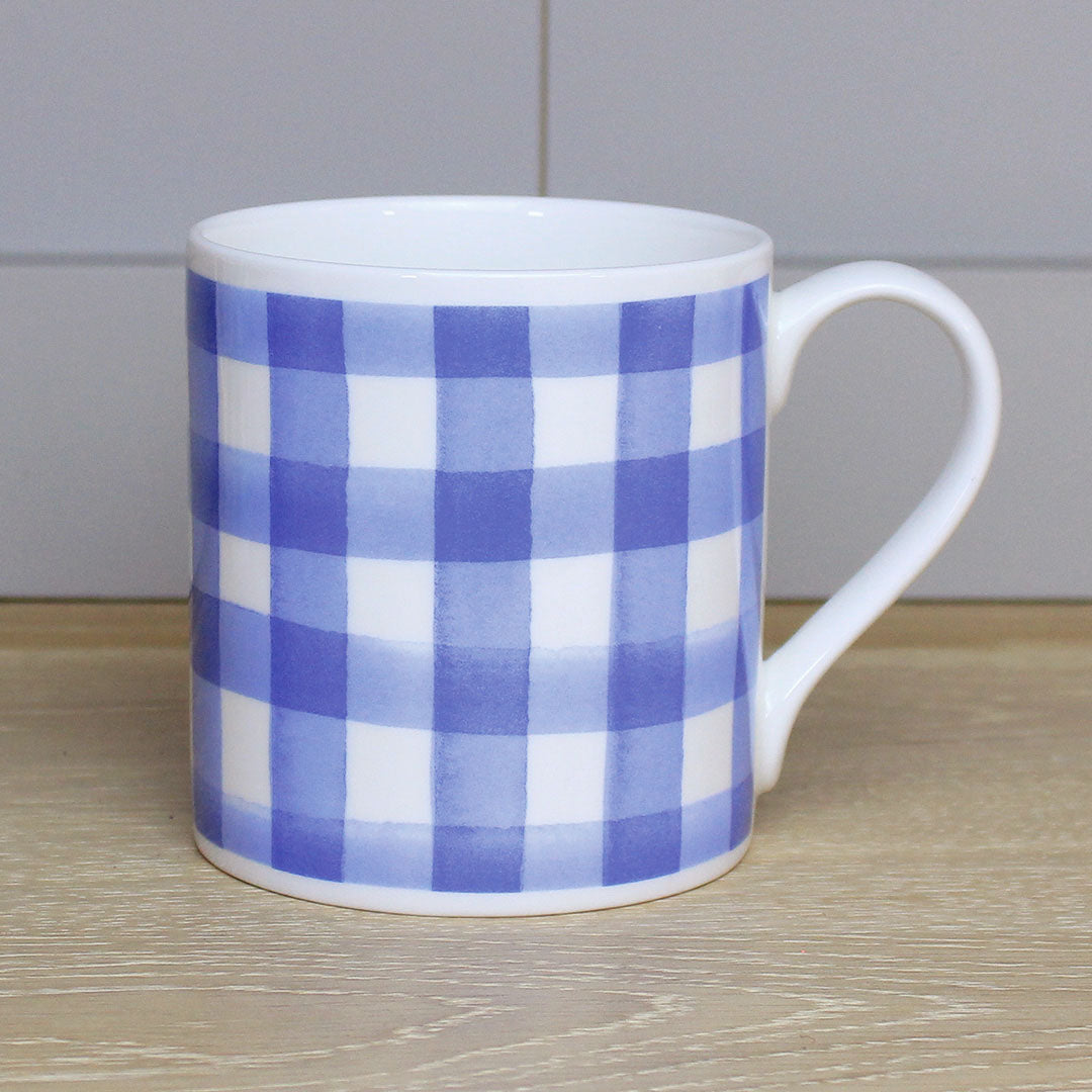 Blue Gingham Mug