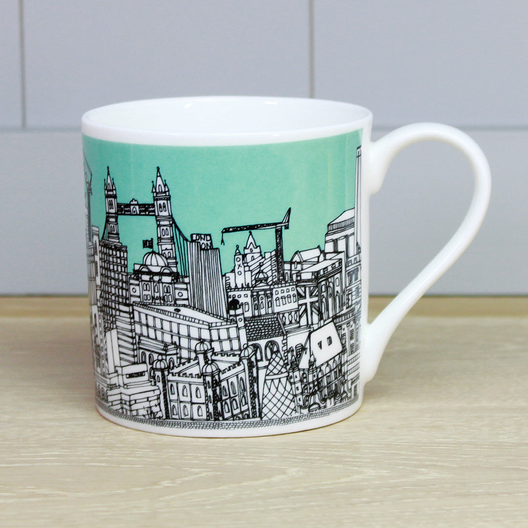 London Buildings Mint Green Mug