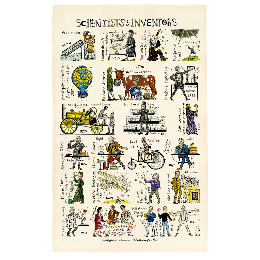 Scientists & Inventors Tea Towel