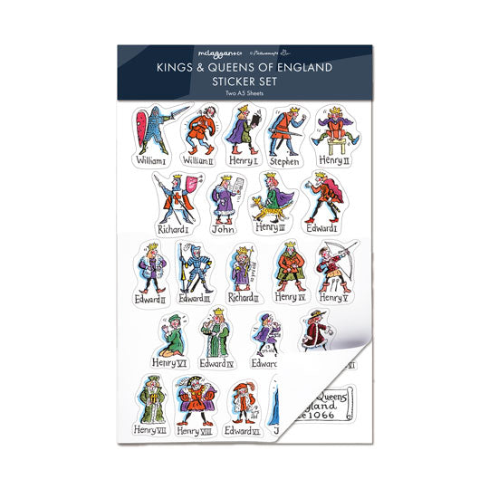 Kings & Queens of England A5 Sticker Set