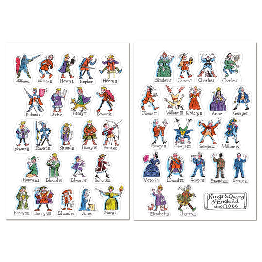 Kings & Queens of England A5 Sticker Set