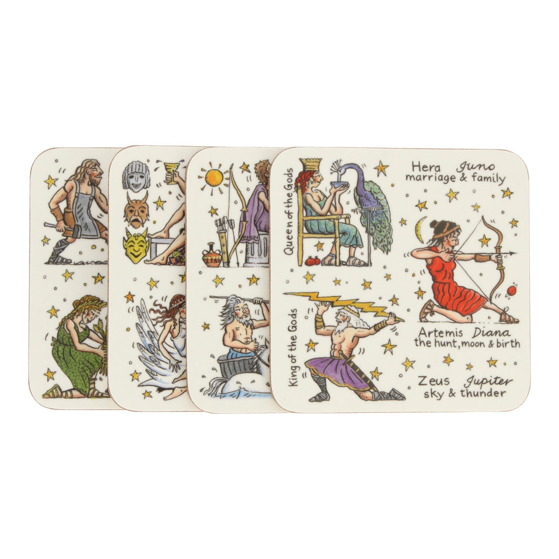 Greek Gods &amp; Goddesses Coasters (Set of 4) - Picturemaps - Mclaggan